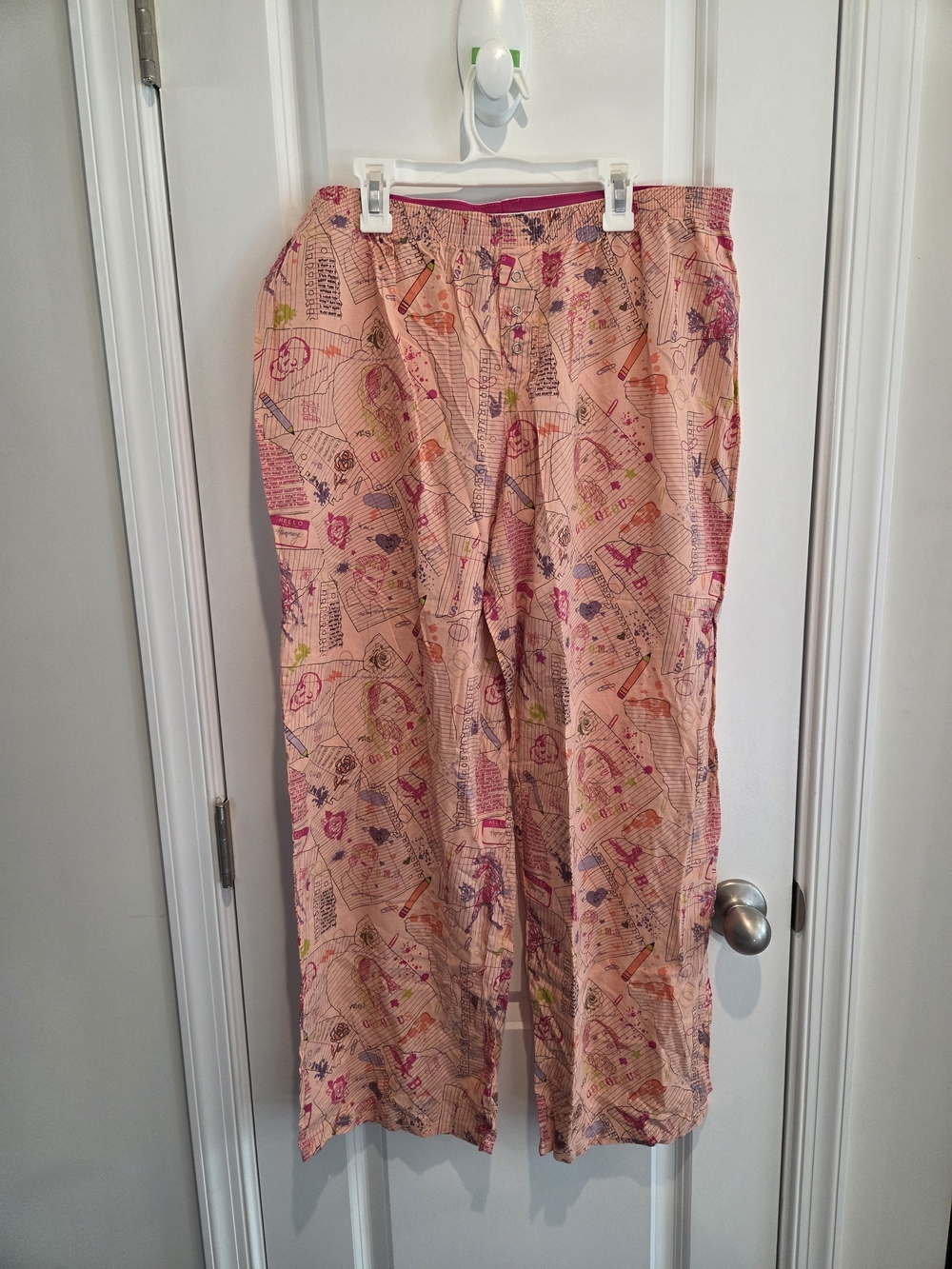 NWOT Xhilaration Peach Pajama Top with Hot Pink Trim